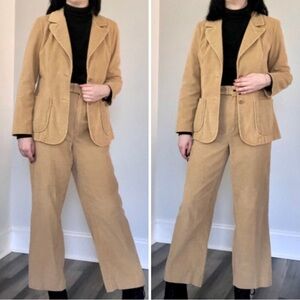 ❤️ LAST CHANCE Vintage 1970s Eva Wide Leg Corduroy Two Piece Suit Blazer Pants